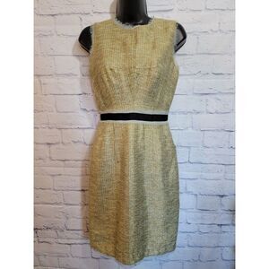 Vintage Milly of New York Size 0‎ Gold Baby Blue Dress Black Belt Full Zip USA